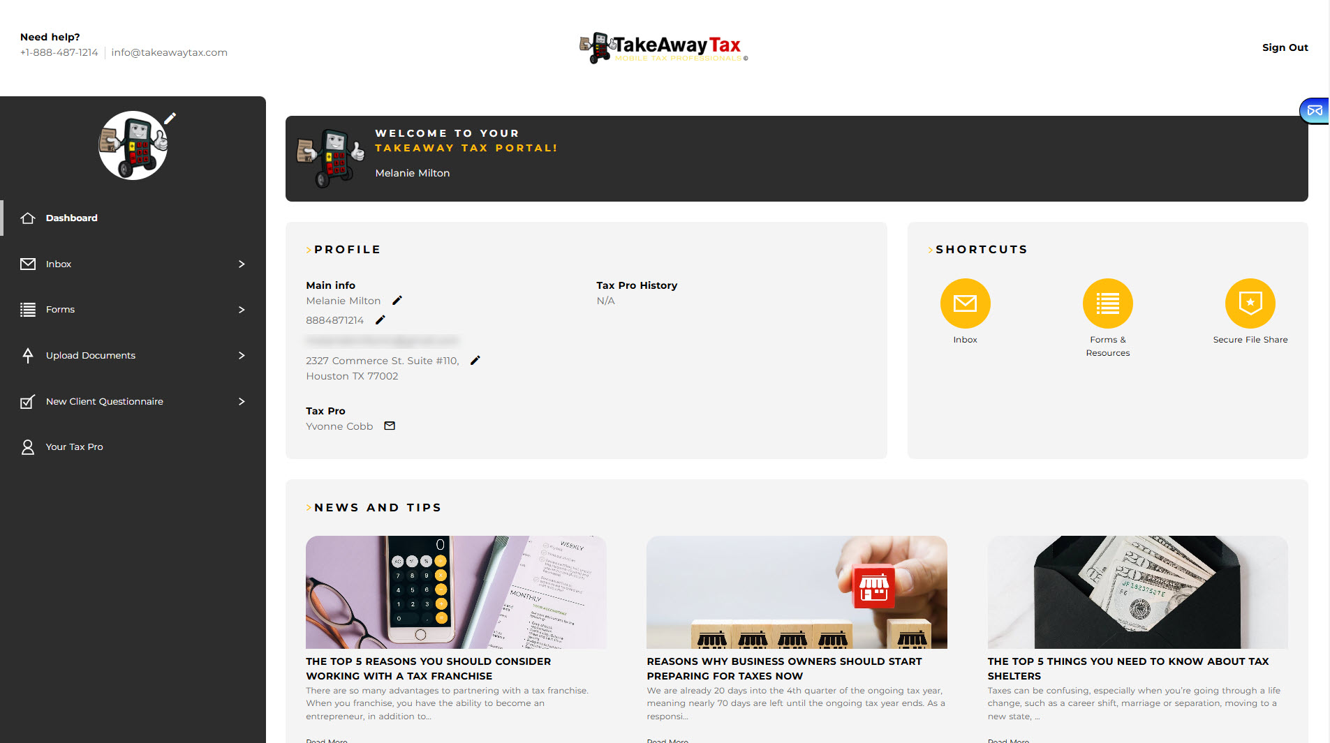 How to Use the TakeAway Tax Dashboard